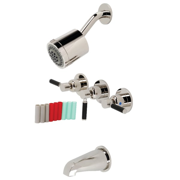 Kingston Brass Tub and Shower Faucet, Polished Nickel, Wall Mount KBX8136DKL - main
